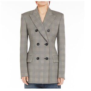 MAXMARA SPORTMAX Women's Double Breasted Blazer PRINCE OF WALES Wool Black Siz 6